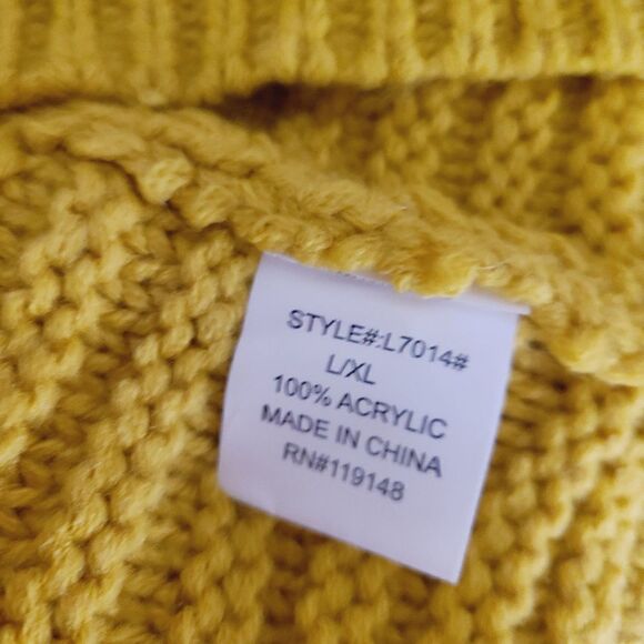 Lara Fashion Open Cardigan Sweater L/XL Mustard Yellow Cable Knit Longline - Picture 7 of 7